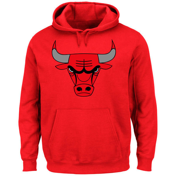  Men Chicago Bulls Majestic Current Logo Tech Patch Pullover Hoodie Red->chicago bulls->NBA Jersey